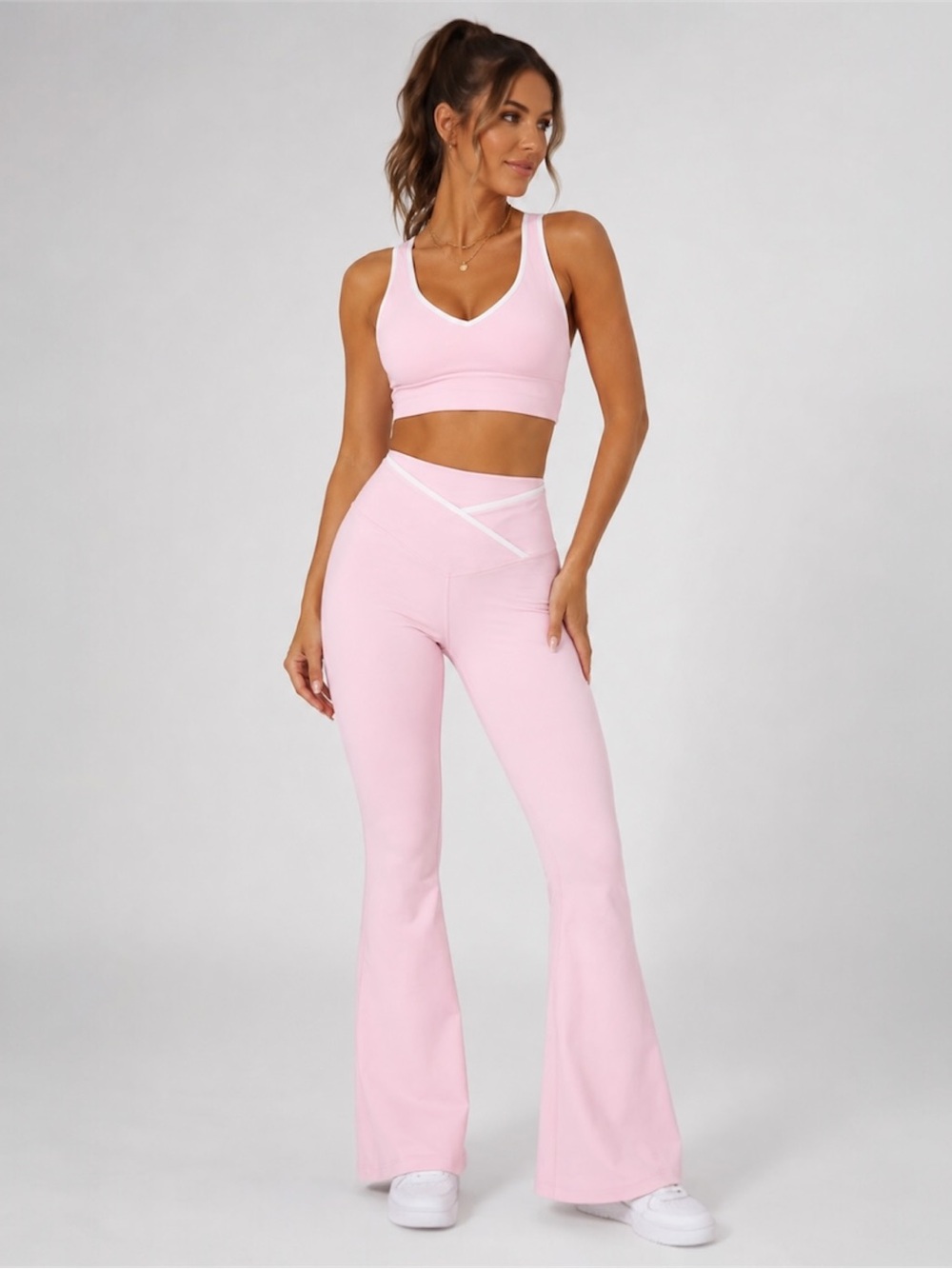 TikTok Viral Pink Flare Activewear Set Size Small